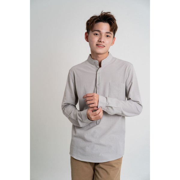 Men Solid Button Up Long Sleeves Shirt